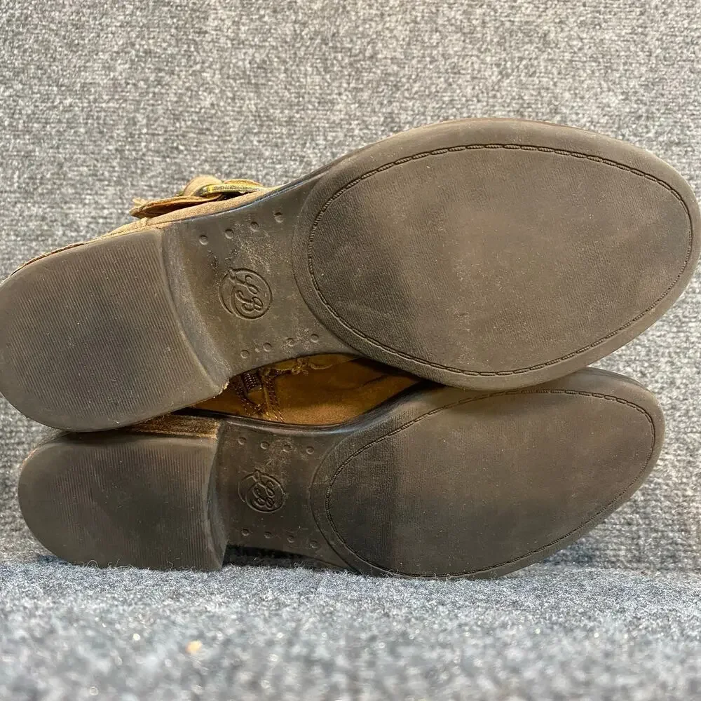 Lucky Brand Womens 8.5 Brown Suede Leather Buckle Detail Ankle Booties Boots - Picture 5 of 7